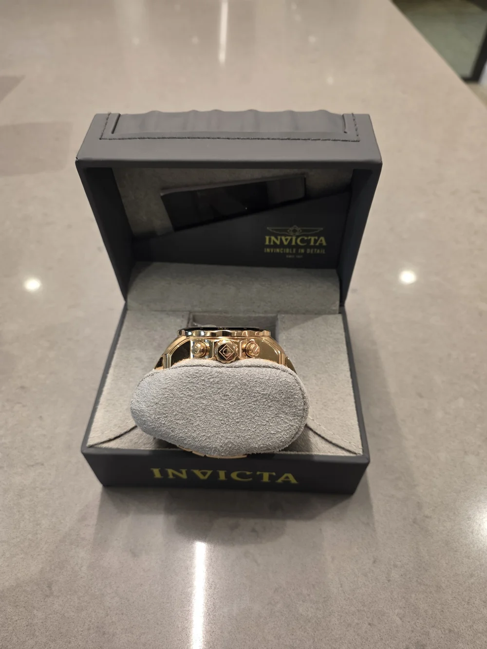 Invicta Men’s Gold-Tone Chronograph Watch with Green Dial